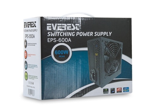 Everest EPS-600A Real 600W 12cm Fan 4*SATA Aktif PFC Oyuncu PC Destekli Power Supply - Power Supply ürünleri tekmarshop.com'da